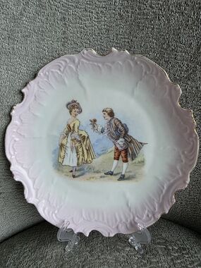 Source Unknown Pink and Gold Scenic Porcelain Plate
